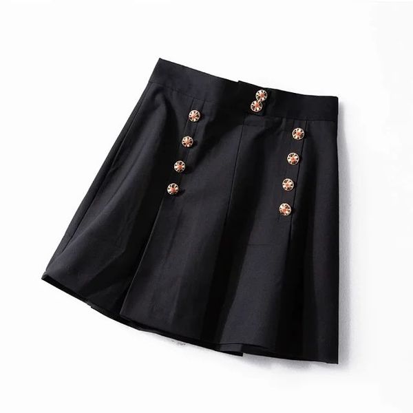 women skirt retro short high waist double breasted casual skirt spring and summer, Black
women skirt retro short high waist double breasted casual skirt spring and summer, Black