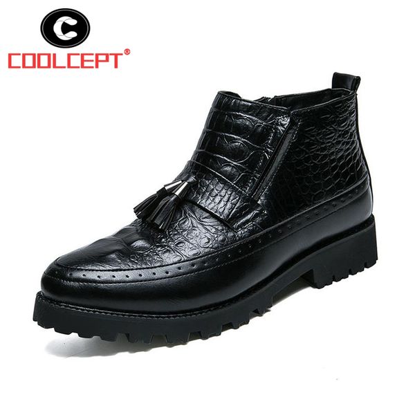 coolcept fashion men ankle boots tassel warm winter shoes men thick fur short snow boots british style footwear size 37-43, Black
coolcept fashion men ankle boots tassel warm winter shoes men thick fur short snow boots british style footwear size 37-43, Black