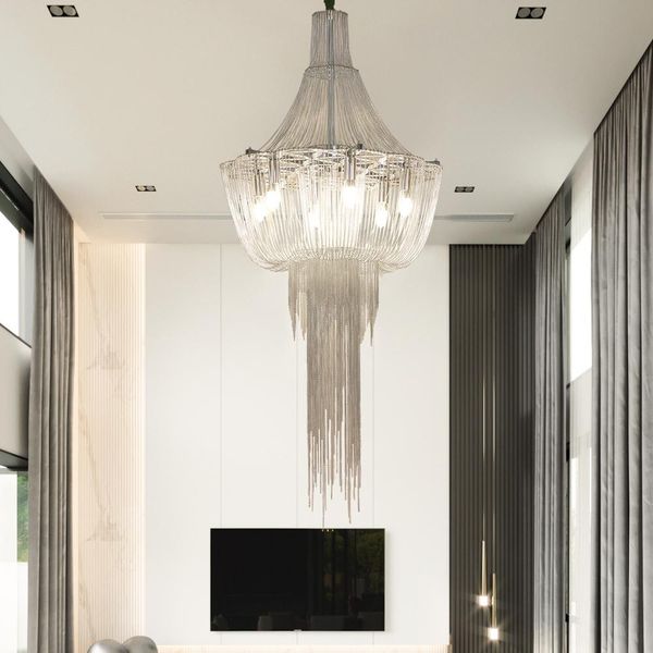 silver chandelier lighting living room luxury tassel chandelier dining modern kitchen fixtures dinner party tassel lamps wedding