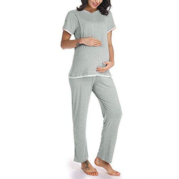 women maternity nursing short sleeve solid set suit pregnancy pants cotton maternity nightwear hospital gown qulity pyjama, White
women maternity nursing short sleeve solid set suit pregnancy pants cotton maternity nightwear hospital gown qulity pyjama, White