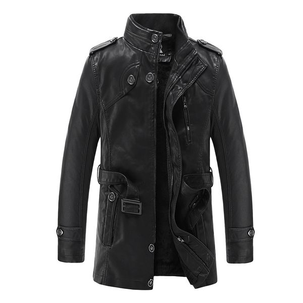 men's fur & faux fashion leather jacket male autumn and winter thickened plus velvet casual medium long warm, Black
men's fur & faux fashion leather jacket male autumn and winter thickened plus velvet casual medium long warm, Black