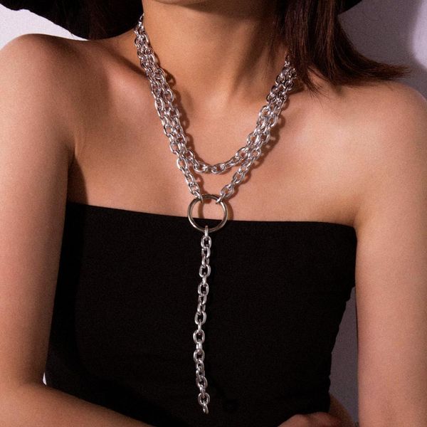 punk multi layer curb cuban link choker necklace collar statement round circle pendant long necklace women jewelry, Silver
punk multi layer curb cuban link choker necklace collar statement round circle pendant long necklace women jewelry, Silver