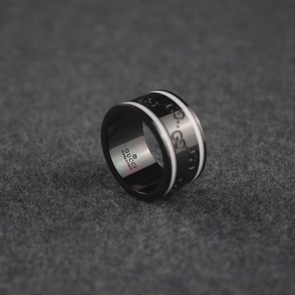 wide black ring men male ceramics rings vintage classic ins women wedding party jewelry, Silver 
wide black ring men male ceramics rings vintage classic ins women wedding party jewelry, Silver