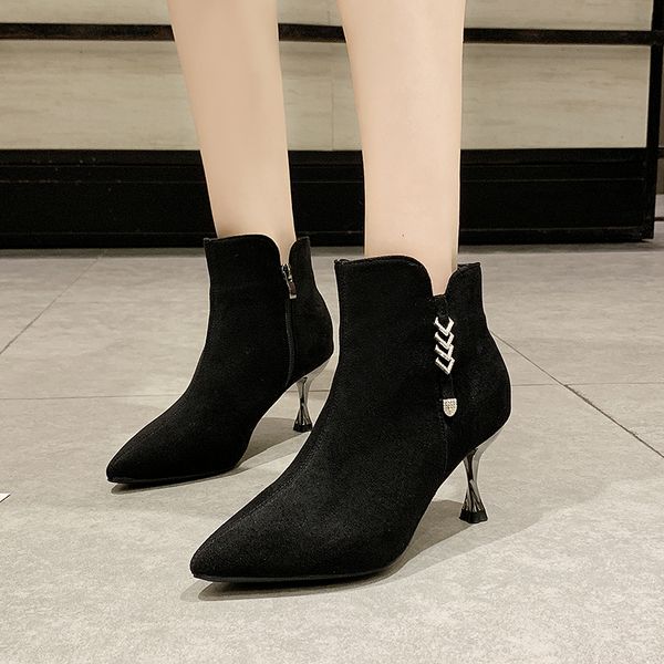 black thin high heel ankle boots for women 2019 winter keep warm fashion metal decoration party boots short booties ladies
black thin high heel ankle boots for women 2019 winter keep warm fashion metal decoration party boots short booties ladies