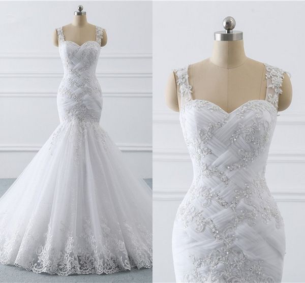 pleated lace applique beaded crystal mermaid wedding dresses plus size 2023 spaghetti straps see though back lace wedding dress reception, White
pleated lace applique beaded crystal mermaid wedding dresses plus size 2023 spaghetti straps see though back lace wedding dress reception, White