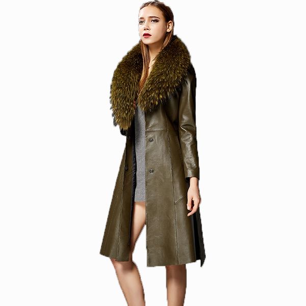 genuine leather jacket women clothes windbeaker autumn trench coat women fur collor korean elegant long sheepskin coat zt527, Black
genuine leather jacket women clothes windbeaker autumn trench coat women fur collor korean elegant long sheepskin coat zt527, Black