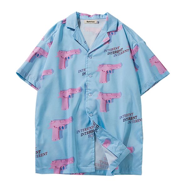 heat 2019 summer men's fashion boutique printed casual loose short-sleeved shirt hawaii style mens shirts pink gun full printing, White;black
heat 2019 summer men's fashion boutique printed casual loose short-sleeved shirt hawaii style mens shirts pink gun full printing, White;black