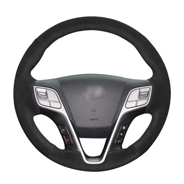 hand sew black suede car steering wheel cover for santa fe 2013-2018 ix45 2013- 2016 
hand sew black suede car steering wheel cover for santa fe 2013-2018 ix45 2013- 2016