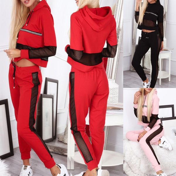 women 2pcs hoodies sweatshirt pants sets casual tracksuit jogging gym sport suit, Black;red
women 2pcs hoodies sweatshirt pants sets casual tracksuit jogging gym sport suit, Black;red