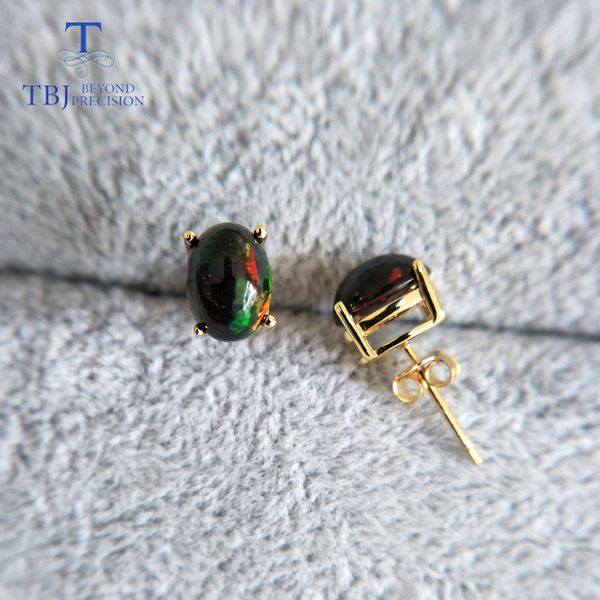 tbj,natural black opal earrings s925 silver yellow gold simple design for women daily wear gift
tbj,natural black opal earrings s925 silver yellow gold simple design for women daily wear gift