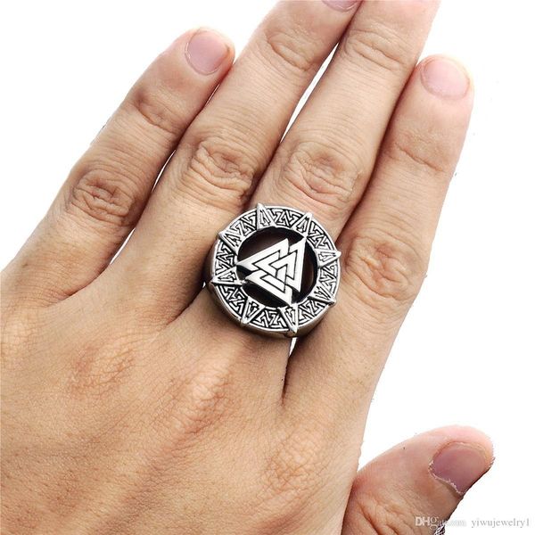cool men valknut scandinavn odin symbol norse viking mens stainless steel punk biker ring jewelry size 7-14, Silver
cool men valknut scandinavn odin symbol norse viking mens stainless steel punk biker ring jewelry size 7-14, Silver