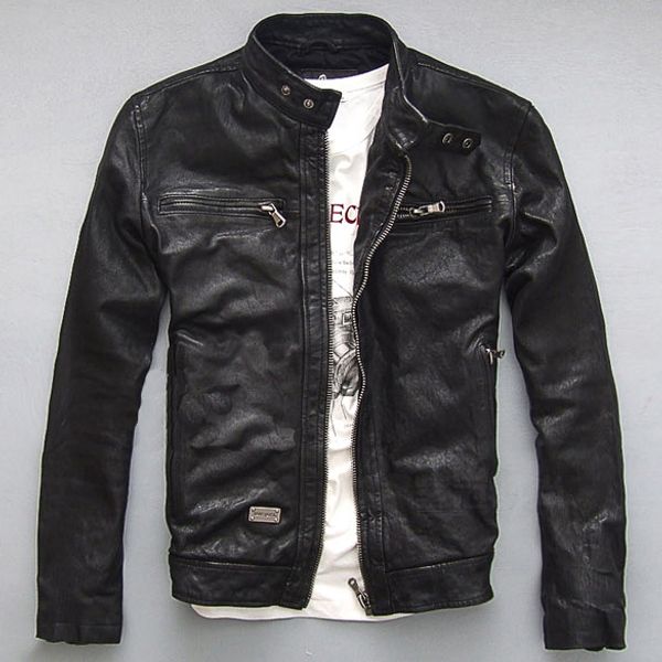 100%sheepskin brand men genuine leather jacket short motorcycle jackets/clothing slim winter coat dsl plus size, Black
100%sheepskin brand men genuine leather jacket short motorcycle jackets/clothing slim winter coat dsl plus size, Black