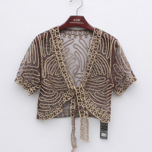 lace hook flower vintage sheer bolero lace-up shawl coat summer see-through women short sleeve embroidery thin mesh shrug, White;black
lace hook flower vintage sheer bolero lace-up shawl coat summer see-through women short sleeve embroidery thin mesh shrug, White;black