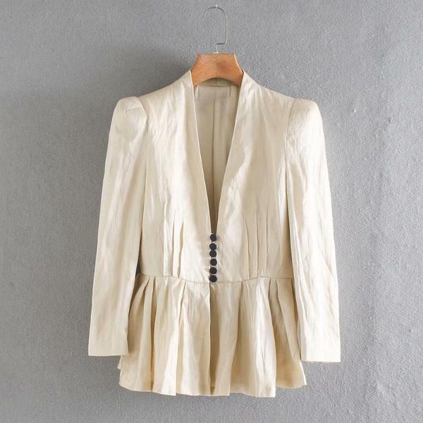 2020 women elegant deep v neck waist pleats solid leisure blazer lady chic long sleeve ruffles causal stylish outwear ct388, White;black
2020 women elegant deep v neck waist pleats solid leisure blazer lady chic long sleeve ruffles causal stylish outwear ct388, White;black