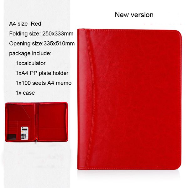 A4 Business Style Pu Leather Diary Leather With Zipper And Calculator (pen And Cards Are Not Included) -new Versiontpn081