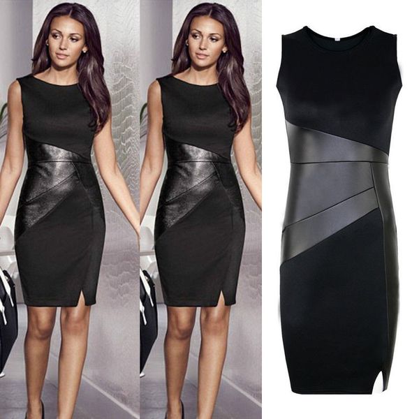 plus size ladies slim fashion dress for women clubwear zipper black elegant slim pencil dress pu leather patchwork dresses, Black;gray
plus size ladies slim fashion dress for women clubwear zipper black elegant slim pencil dress pu leather patchwork dresses, Black;gray