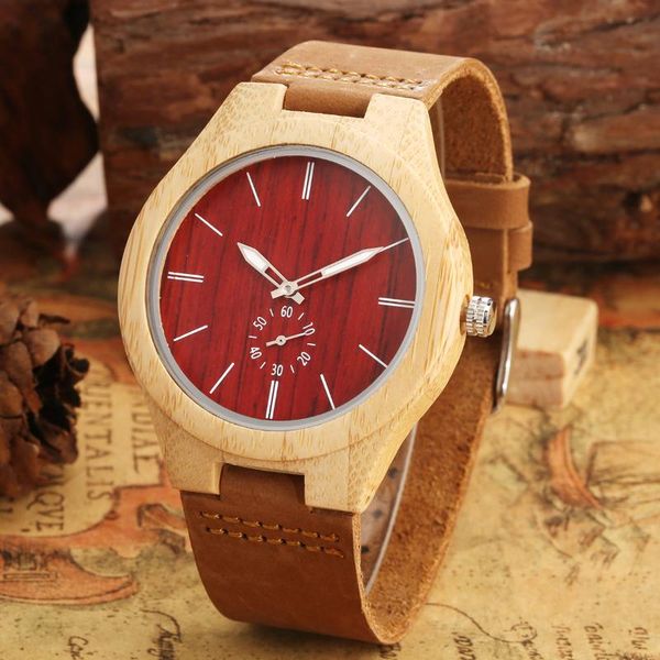 concise quartz analog men's wooden watch red dial custom wood watches fashionable brown leather wristwatch wooden reloj para hom, Slivery;brown
concise quartz analog men's wooden watch red dial custom wood watches fashionable brown leather wristwatch wooden reloj para hom, Slivery;brown