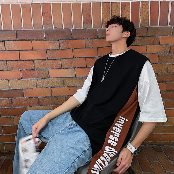 2019 summer new student personality sleeveless color printing couple sports men' round neck simple casual vest, White;black
2019 summer new student personality sleeveless color printing couple sports men' round neck simple casual vest, White;black