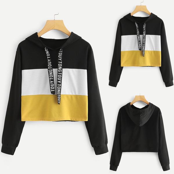 fashion womens letter blouse women's long sleeve fashion womens print tape drawstring hoodie colorblock sweatshirt, White
fashion womens letter blouse women's long sleeve fashion womens print tape drawstring hoodie colorblock sweatshirt, White