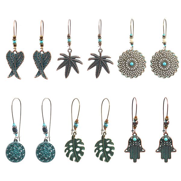 6pairs/lot zinc alloy vintage earrings set 2019 coppery green fashion statement earring for women leaf round drop earings sets, Silver
6pairs/lot zinc alloy vintage earrings set 2019 coppery green fashion statement earring for women leaf round drop earings sets, Silver