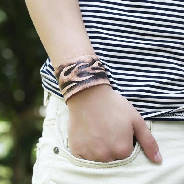 european and american jewelry punk retro branded flame leather bracelet men's bracelet leather cuff bracelets cool, Black
european and american jewelry punk retro branded flame leather bracelet men's bracelet leather cuff bracelets cool, Black