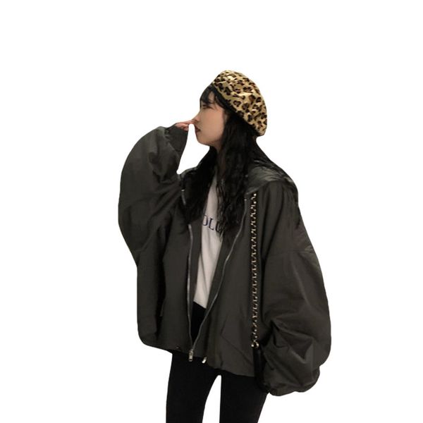 spring loose large size female windbreaker jacket harajuku bomber jacket student bf coat hooded oversize basic coats u900, Black;brown
spring loose large size female windbreaker jacket harajuku bomber jacket student bf coat hooded oversize basic coats u900, Black;brown