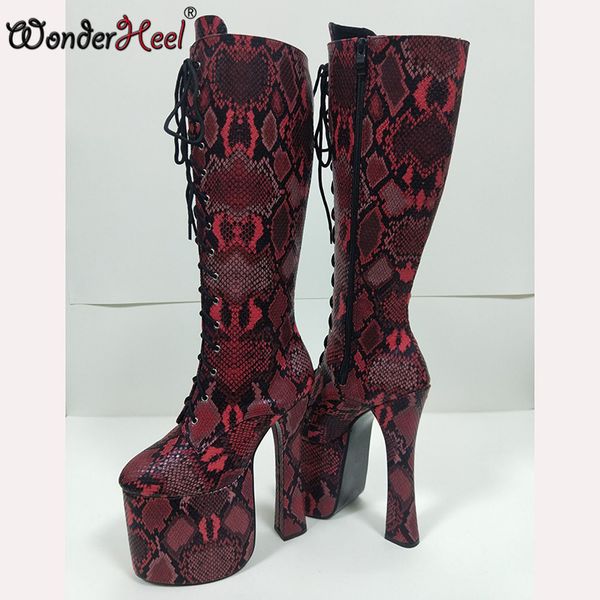 wonderheel ultra high heel women 20cm chunky heels with platform lace up knee high boots nightclub lady girl cosplay boots, Black
wonderheel ultra high heel women 20cm chunky heels with platform lace up knee high boots nightclub lady girl cosplay boots, Black