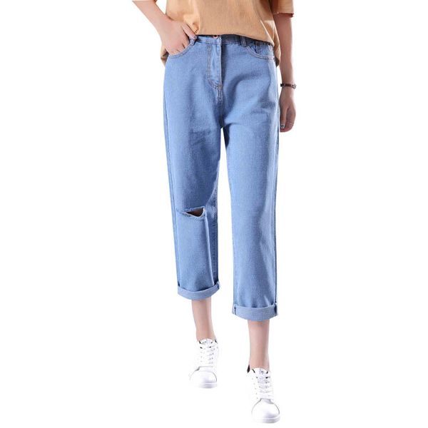 spring and autumn jeans harajuku high-waisted with holes loose jeans cotton casual harem women's, Blue
spring and autumn jeans harajuku high-waisted with holes loose jeans cotton casual harem women's, Blue