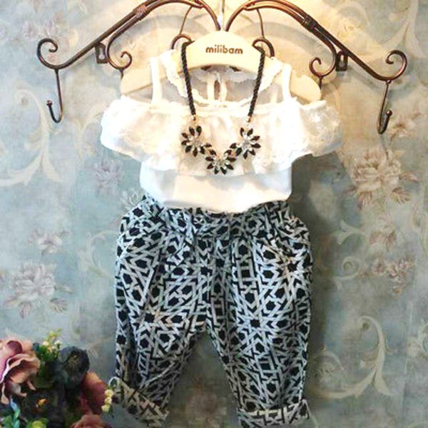 2017 summer fashion kids girls lace shortsleeve floral print harem pants 2-pcs suit outfits, White
2017 summer fashion kids girls lace shortsleeve floral print harem pants 2-pcs suit outfits, White