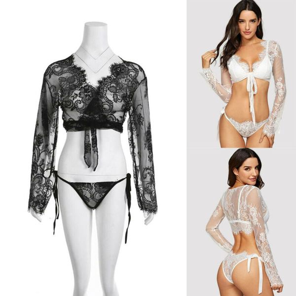 new style exotic sets two-piece women solid lace long sleeve set lace lingerie bandage see through v neck fashion 2019, Red;black
new style exotic sets two-piece women solid lace long sleeve set lace lingerie bandage see through v neck fashion 2019, Red;black