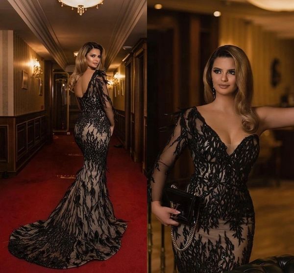 2019 modest black feather mermaid evening dress long sleeves lace luxury prom gowns for dubai women formal dresses, White;black
2019 modest black feather mermaid evening dress long sleeves lace luxury prom gowns for dubai women formal dresses, White;black