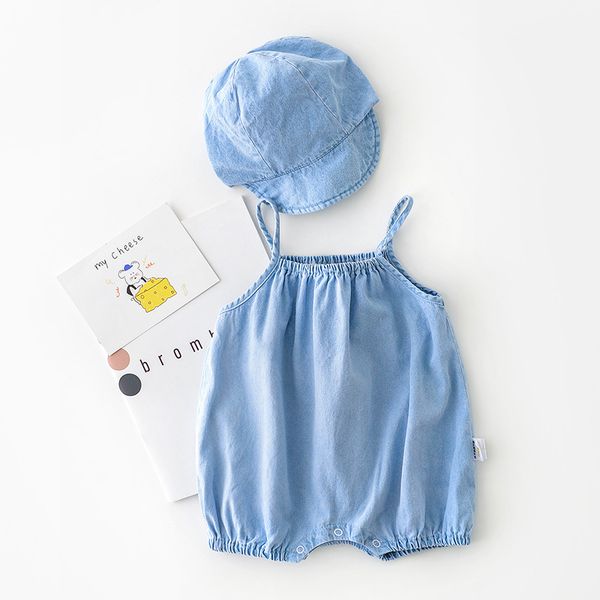 2pcs wlg baby clothes toddler denim blue strap romper with hat new born boys girls casual clothes for 6-24m
2pcs wlg baby clothes toddler denim blue strap romper with hat new born boys girls casual clothes for 6-24m