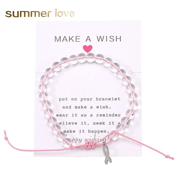 breast cancer awareness bracelet clear glass beads charm bracelet with make a wish card for women men handmade woven rope bracelet jewelry, Black
breast cancer awareness bracelet clear glass beads charm bracelet with make a wish card for women men handmade woven rope bracelet jewelry, Black