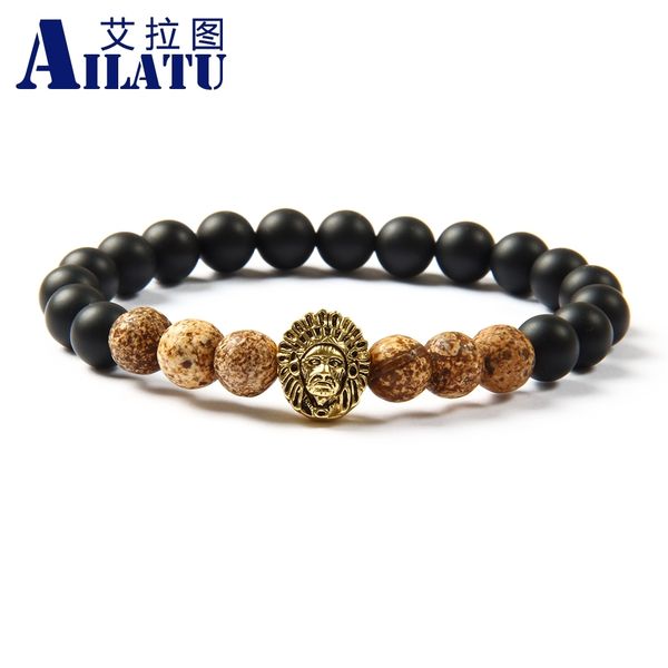 ailatu 10pcs/lot wholesale 8mm natural matte onyx stone with aboriginal indigenous people brass cz beads bracelet, Golden;silver
ailatu 10pcs/lot wholesale 8mm natural matte onyx stone with aboriginal indigenous people brass cz beads bracelet, Golden;silver