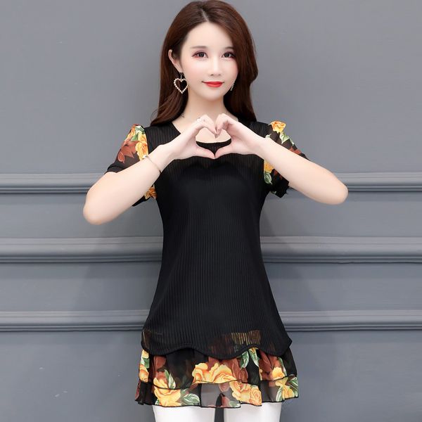 5xl plus size women clothing summer 2019 short sleeve flowers print chiffon blouse shirt bluas feminine female long blouses, White
5xl plus size women clothing summer 2019 short sleeve flowers print chiffon blouse shirt bluas feminine female long blouses, White