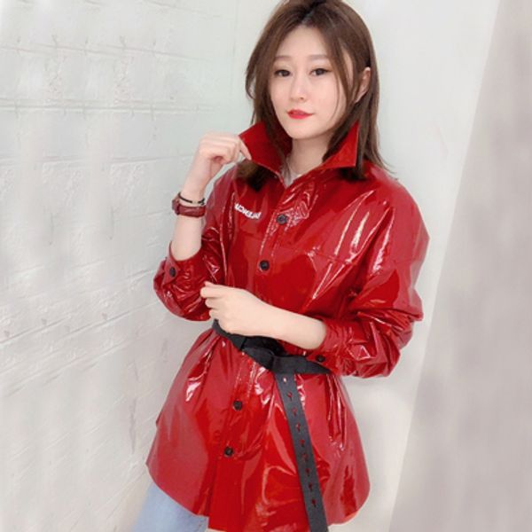2019 spring leather women's long section leather waist belt jacket female genuine jacket women, Black
2019 spring leather women's long section leather waist belt jacket female genuine jacket women, Black