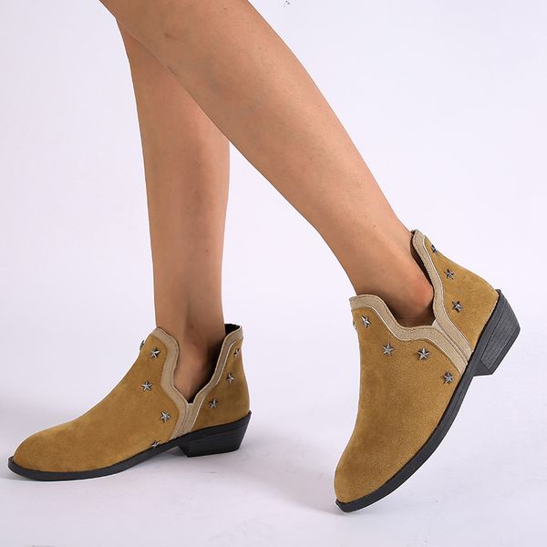 women's vintage rivet autumn ankle boots ladies pointed toe slip on stars plus size chunky heels female fashion casual shoes hot, Black
women's vintage rivet autumn ankle boots ladies pointed toe slip on stars plus size chunky heels female fashion casual shoes hot, Black