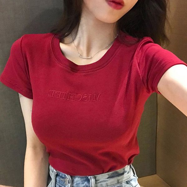 women summer tees o neck letter embroidery short sleeve casual t-shirt slim t shirts ladies poleras de mujer, White
women summer tees o neck letter embroidery short sleeve casual t-shirt slim t shirts ladies poleras de mujer, White