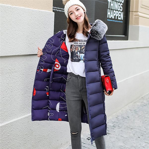 winter women warm long jacket with faux fur hat 2018 fashion cotton padded parka womens coat female both side can wear outwear, Black
winter women warm long jacket with faux fur hat 2018 fashion cotton padded parka womens coat female both side can wear outwear, Black