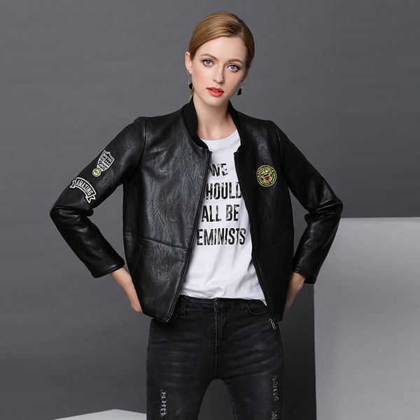 new suede sheep women faux leather jacket female patch bomber motorcycle baseball pilot chaqueta mujer biker veste coat boutique, Black
new suede sheep women faux leather jacket female patch bomber motorcycle baseball pilot chaqueta mujer biker veste coat boutique, Black