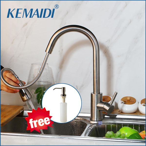 kemaidi кухонного кран матовый никель / черная / хром / поворотная смесителя pull out спрейте кухню смеситель с свободным мылом 
kemaidi кухонного кран матовый никель / черная / хром / поворотная смесителя pull out спрейте кухню смеситель с свободным мылом
