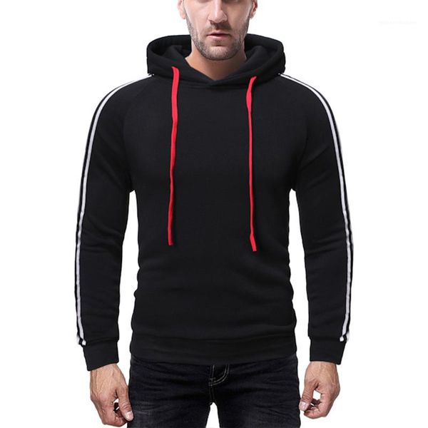 designer hoodies fashion loose pullover long sleeve males hoodies slim white stripes teenager clothing nature color mens, Black
