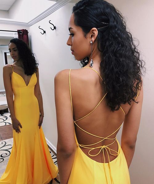 women mermaid long yellow v-neck evening dresses with straps plus size robe de soiree sweep train prom gowns vestido de festa, Black;red
women mermaid long yellow v-neck evening dresses with straps plus size robe de soiree sweep train prom gowns vestido de festa, Black;red