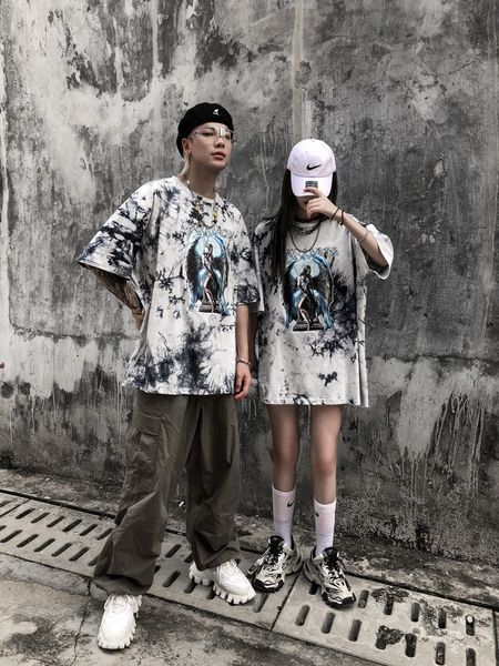 devil angel tie dye gradient short sleeve t-shirt men's european and american street fashion brand bf style hip hop hip hop half sleeve, White;black
devil angel tie dye gradient short sleeve t-shirt men's european and american street fashion brand bf style hip hop hip hop half sleeve, White;black