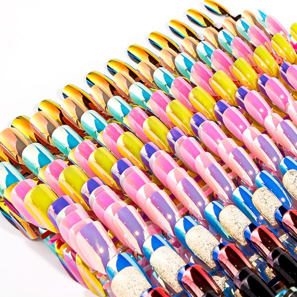 24 pcs/set holographic false nails nail art medium mirror popular adhesive tape new nail tips shiny mirror fake nails 12 colors, Red;gold
24 pcs/set holographic false nails nail art medium mirror popular adhesive tape new nail tips shiny mirror fake nails 12 colors, Red;gold
