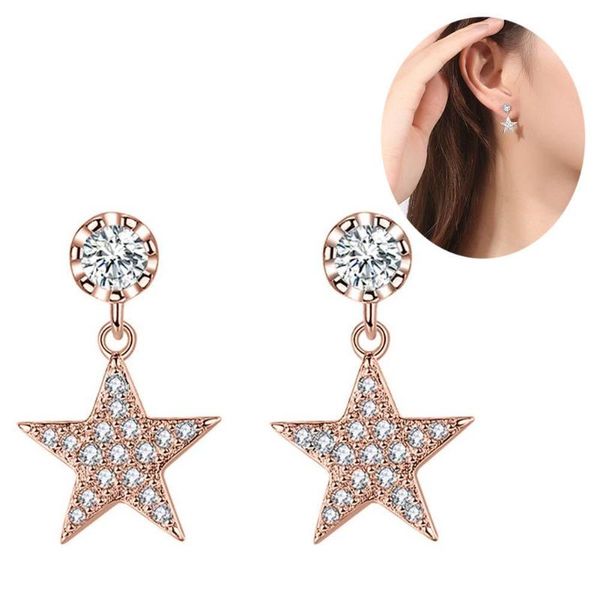 women cubic zirconia five pointed star dangle ear stud earrings jewelry gift, Golden;silver
women cubic zirconia five pointed star dangle ear stud earrings jewelry gift, Golden;silver