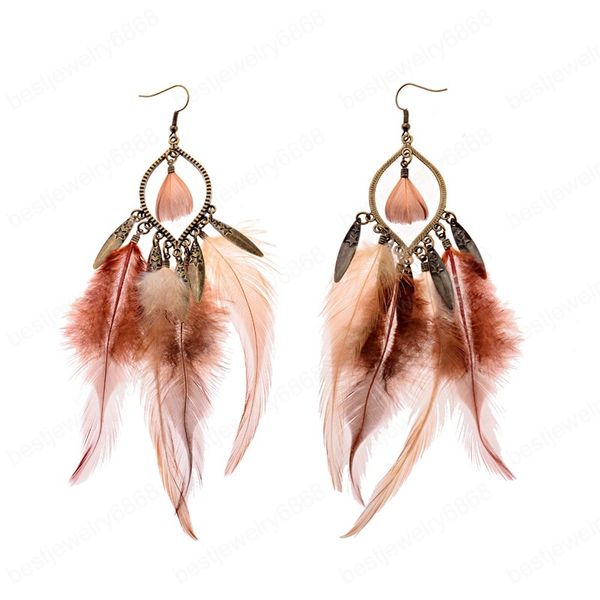 new bohemia women brown feather earrings tibetan fashion jewelry vintage ethnic indian tassel long dangle earring, Golden
new bohemia women brown feather earrings tibetan fashion jewelry vintage ethnic indian tassel long dangle earring, Golden