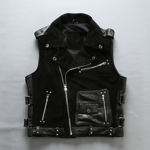 2018 fashion genuine leather vest men slim fit cowskin leather motorcycle biker vest turn-down collar short coat, Black
2018 fashion genuine leather vest men slim fit cowskin leather motorcycle biker vest turn-down collar short coat, Black
