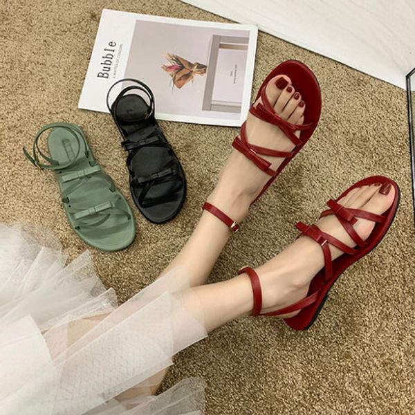 bow flat sandals female 2020 summer new cross belt korean version wild fairy roman style, Black
bow flat sandals female 2020 summer new cross belt korean version wild fairy roman style, Black