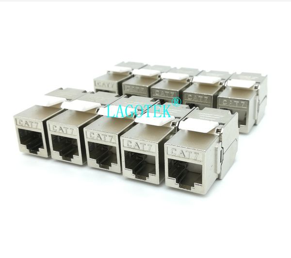 

10pcs/lot rj45 keystone cat7 cat6a shielded ftp zinc alloy module 10gb network keystone jack connector adapter cat7 rj45